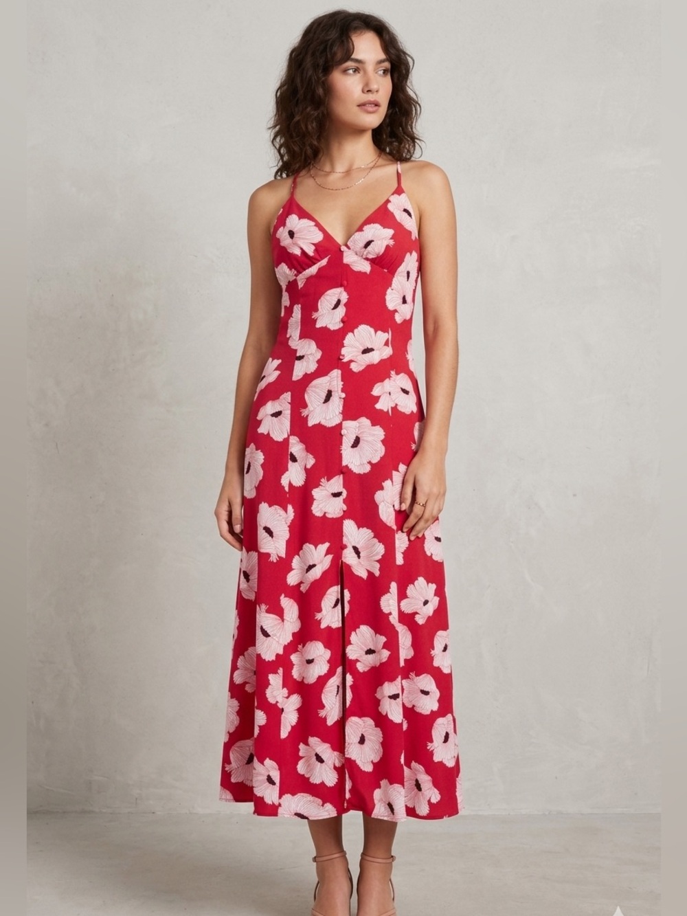 Leith Pink Maxi Dress‎ with White Floral Print